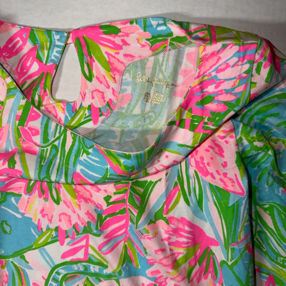 Lilly Pulitzer Pink and Green Floral Top - Picture 2 of 4